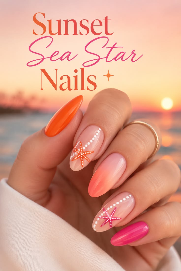 Sunset Sea Star Nails inspiration