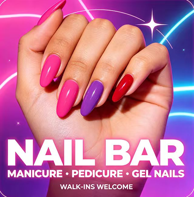Bright pink and purple manicure inspiration